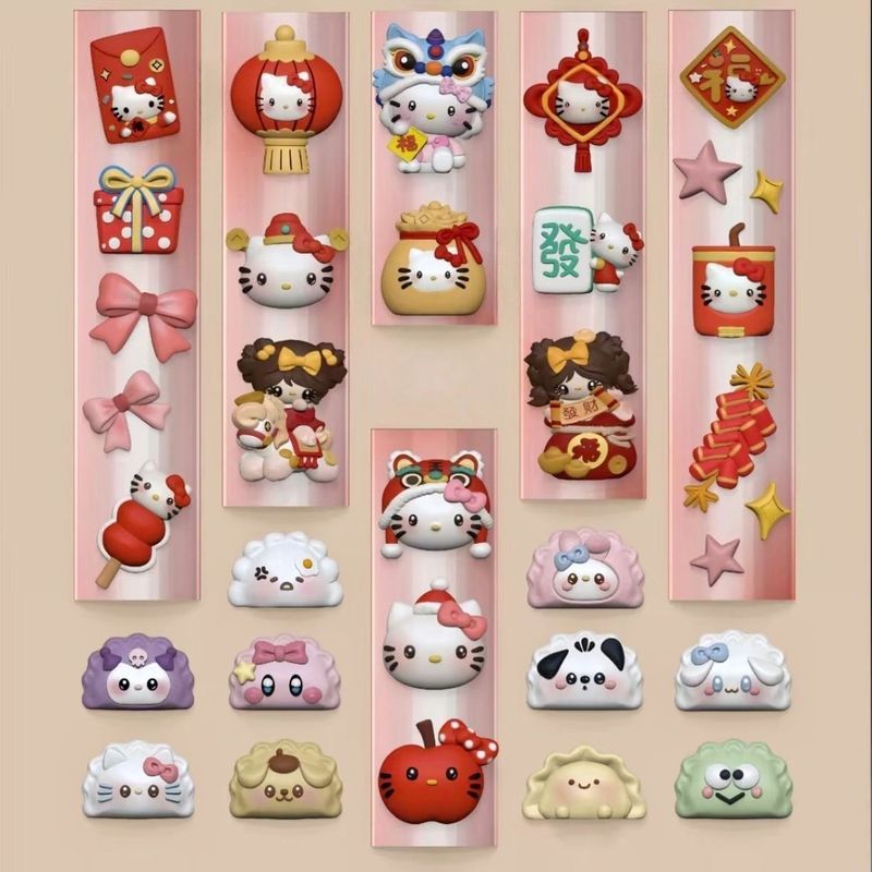 ((ขายร้อน) Sanrio Family Portrait Nails Mold Red Envelope Lantern Mahjong Fortune Multi-Element Set 