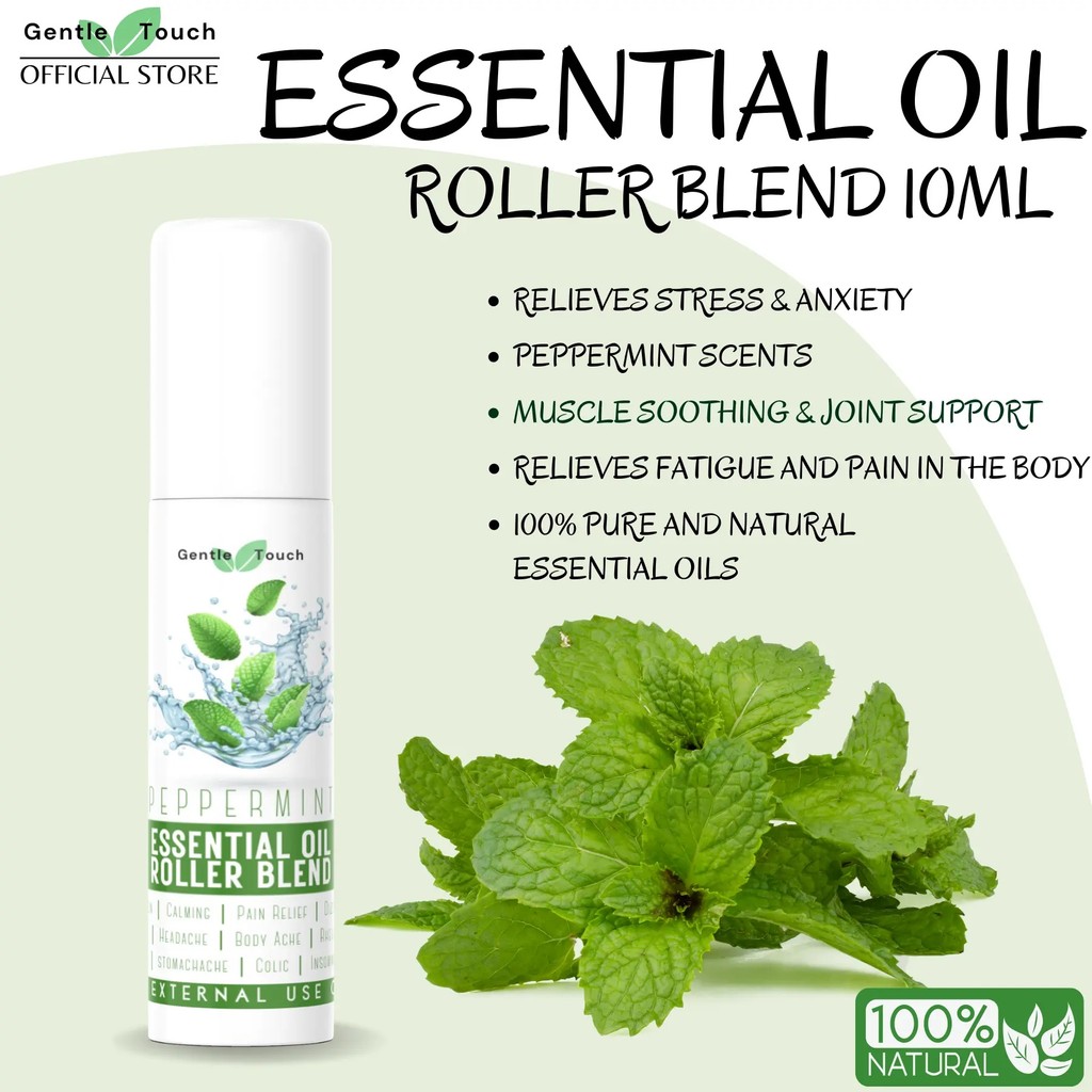 [Gentle Touch] [ STRESS / MIGRAINE / VERTIGO / INSOMNIA RELIEF ] PEPPERMINT ESSENTIAL OIL ROLLER BLE