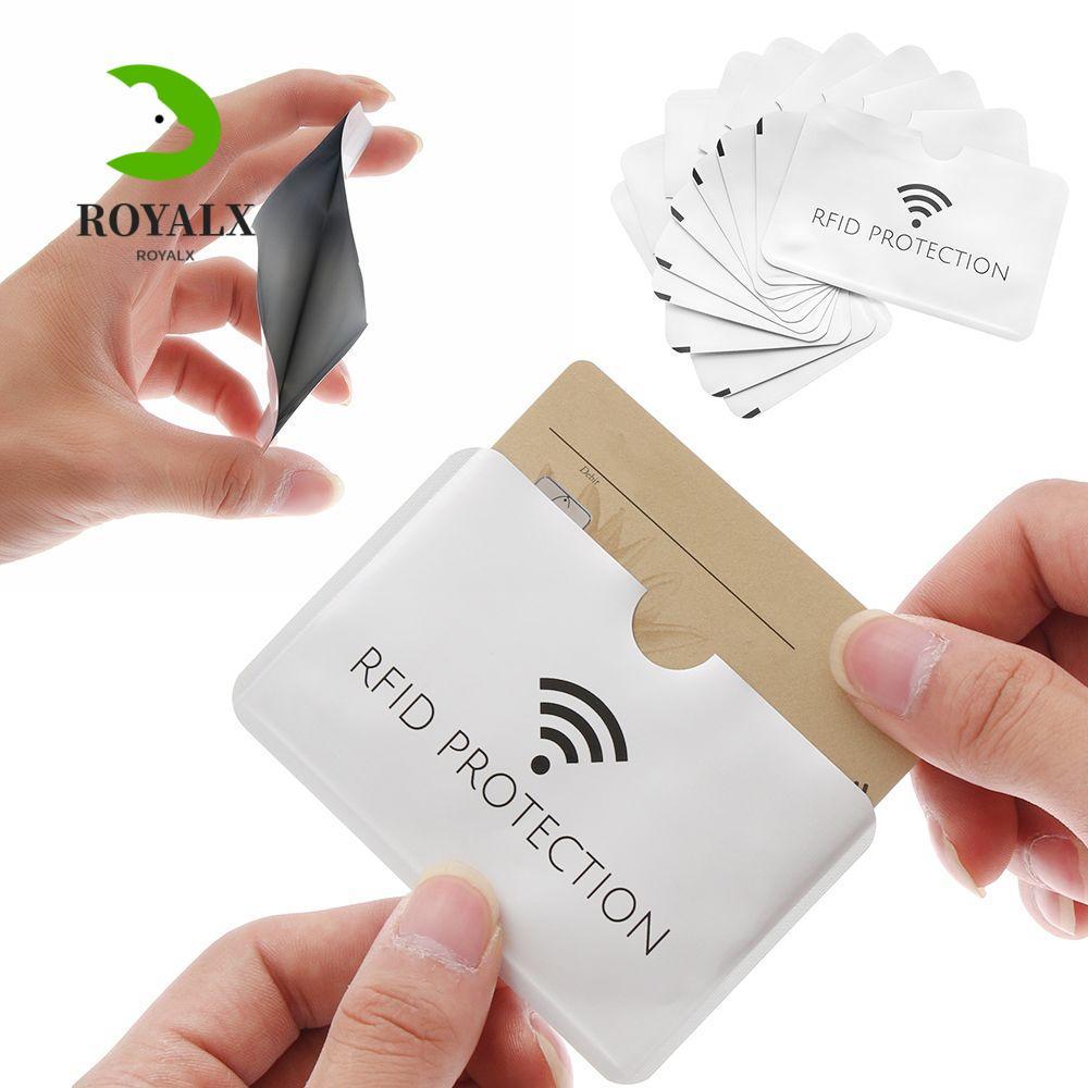 ROYALX 10/20 ชิ้น ID Card Holder บัตรเครดิตสีเงินครอบคลุมกระเป๋าสตางค์อลูมิเนียมป้องกันการโจรกรรม