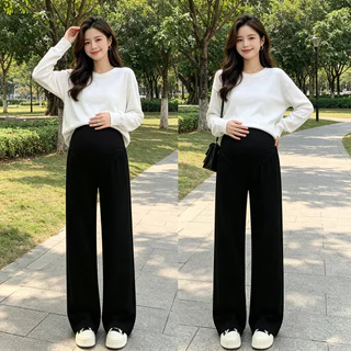 กางเกงขายาวขากว้างคนท้อง ใส่ทำงานสุภาพ