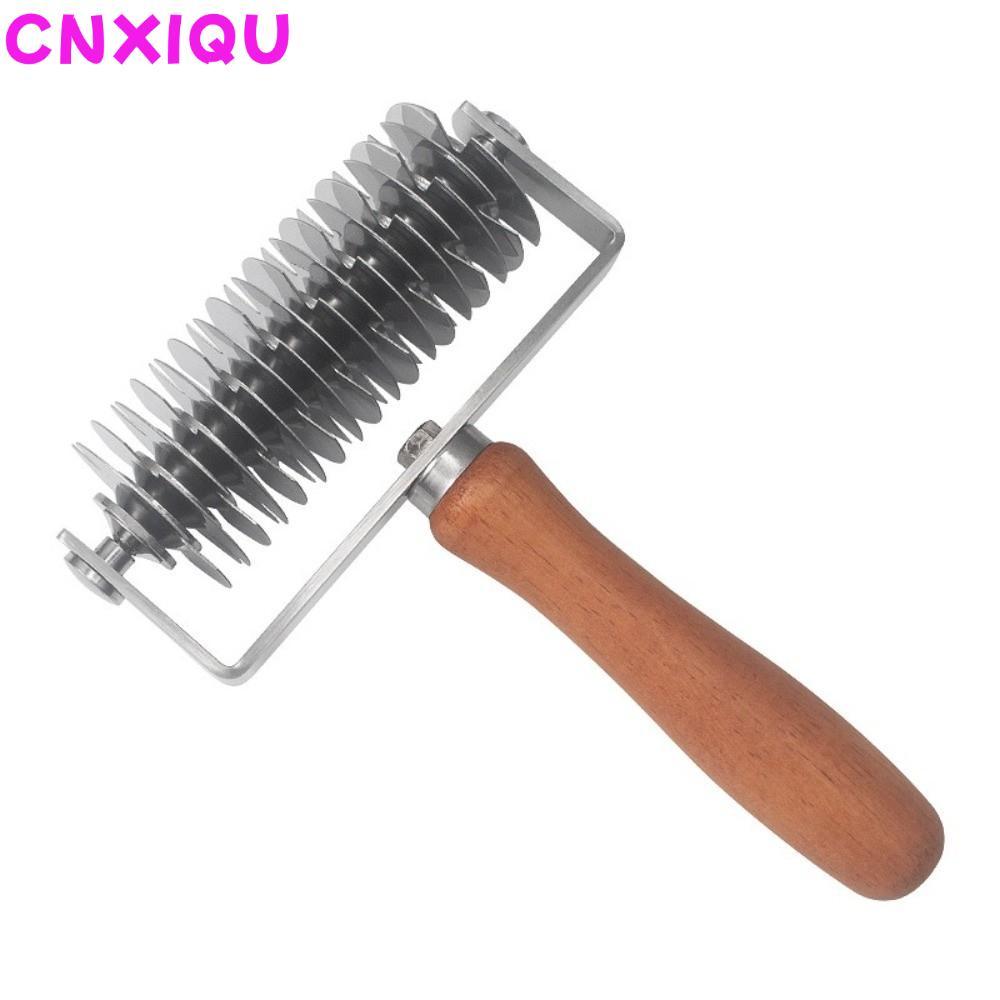CNXIQU Lattice Pastry Cutter, Non-stick สแตนเลส Pastry Lattice Roller Cutter, ทนทาน Time-Saver ไม้ H