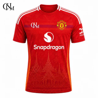 เสื้อกีฬา เสื้อบอลคอกลม พิมพ์ลายไทย ผ้าตาข่าย 150G แห้งเร็ว ระบายอากาศ ใส่สบาย เสื้อฟุตบอลแขนสั้น ยูนิเซ็กส์