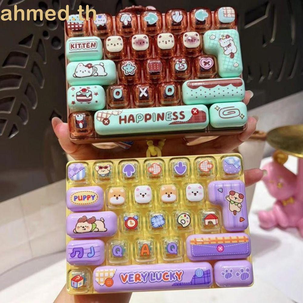 อาเมด ของเล่นปุ่มบีบอัด,ออกแบบน่ารักจําลองแป้นพิมพ์มินิจี้แป้นพิมพ์,การออกแบบใหม่ใสแบบ คู่-โทน 26-สําคัญ แป้นพิมพ์พวงกุญแจกระเป๋าอุปกรณ์เสริม