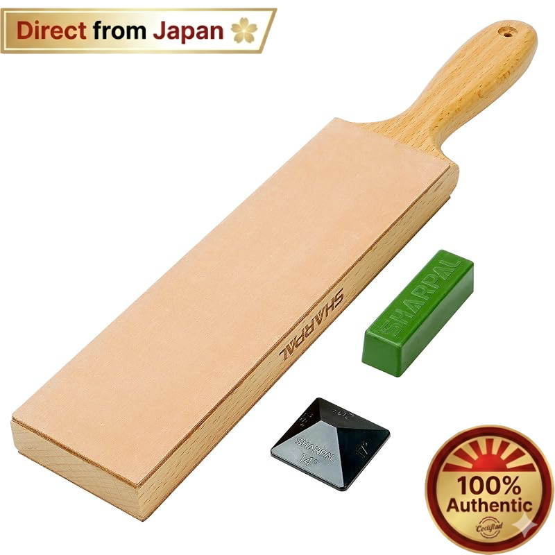 SHARPAL 205H Leather Strop Kit - Genuine Cowhide, 8" x 3", Includes 2 oz. Polishing Compound & Angle