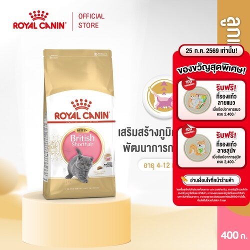 Royal Canin Kitten British Shorthair 400g อาหารเม็ดลูกแมวพันธุ์บริติช ชอร์ทแฮร์ อายุ4-12เดือน(Dry Cat Food, โรยัล คานิน)