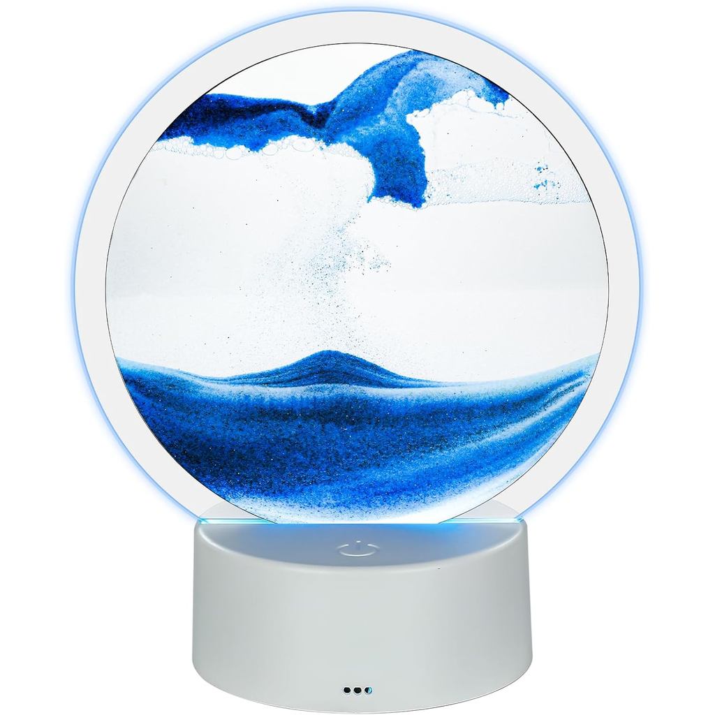 VANTREEGAO Moving Sand Art Picture in Motion - Round Glass Sand Art - Relaxing Home Décor สําหรับ Of