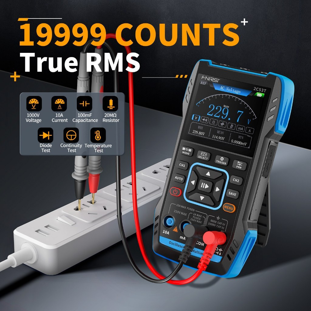 [New]Fnirsi 2C53T 2C23T อัพเกรด 3in1 Oscilloscope มัลติมิเตอร์สัญญาณเครื่องกําเนิดไฟฟ้า 50MHz Bandwi