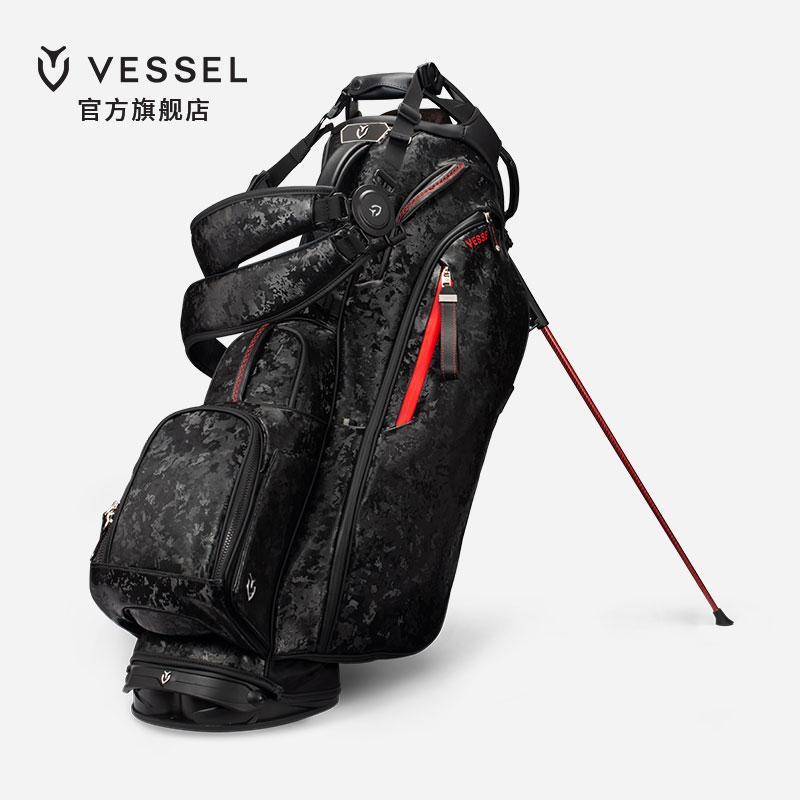 VESSEL ถุงกอล์ฟ PlayerVpro สีดํา Camouflage Stand กระเป๋าชายหนังสังเคราะห์ golfbag หญิง 30 ซม.