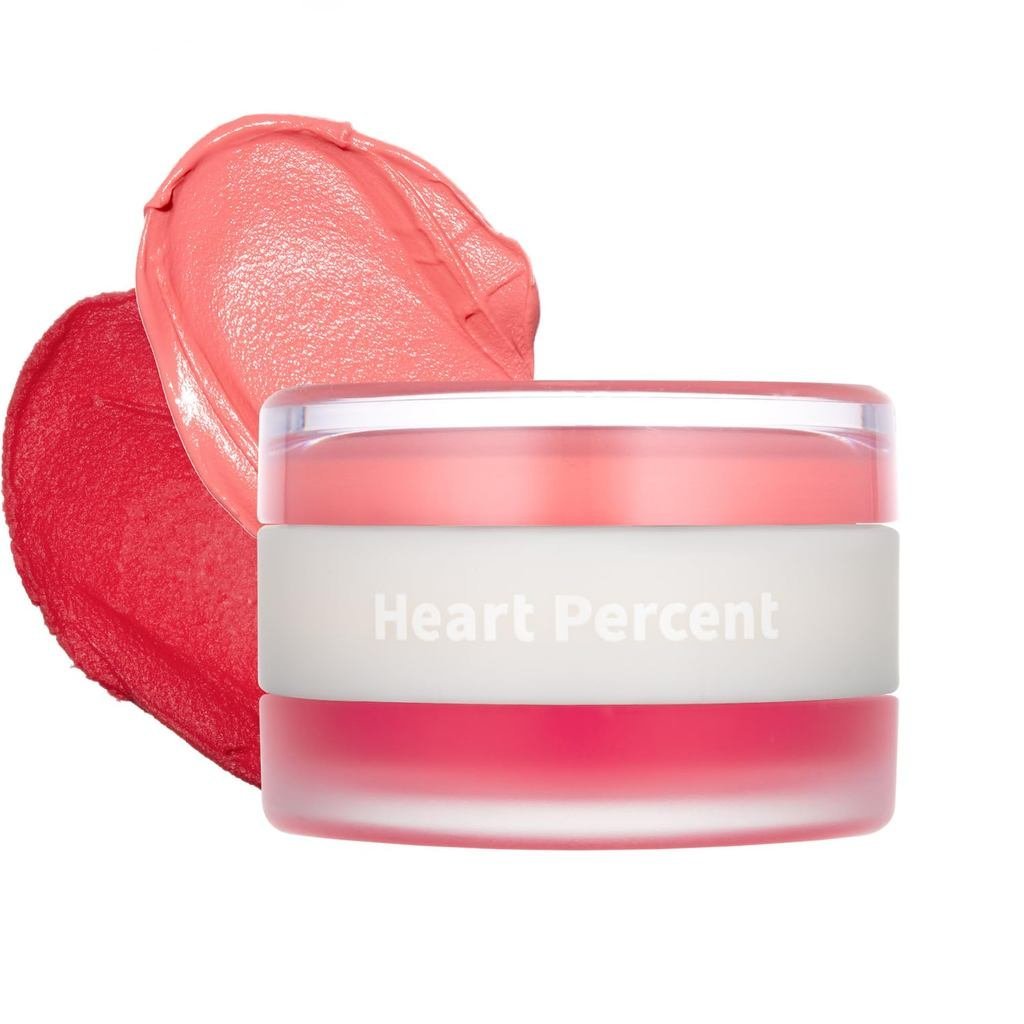 Heart Percent Dote On Mood Custom Lip & Cheek, Matte (Fog Pot) + Glow (Shine Balm) Dual Type Multi-u
