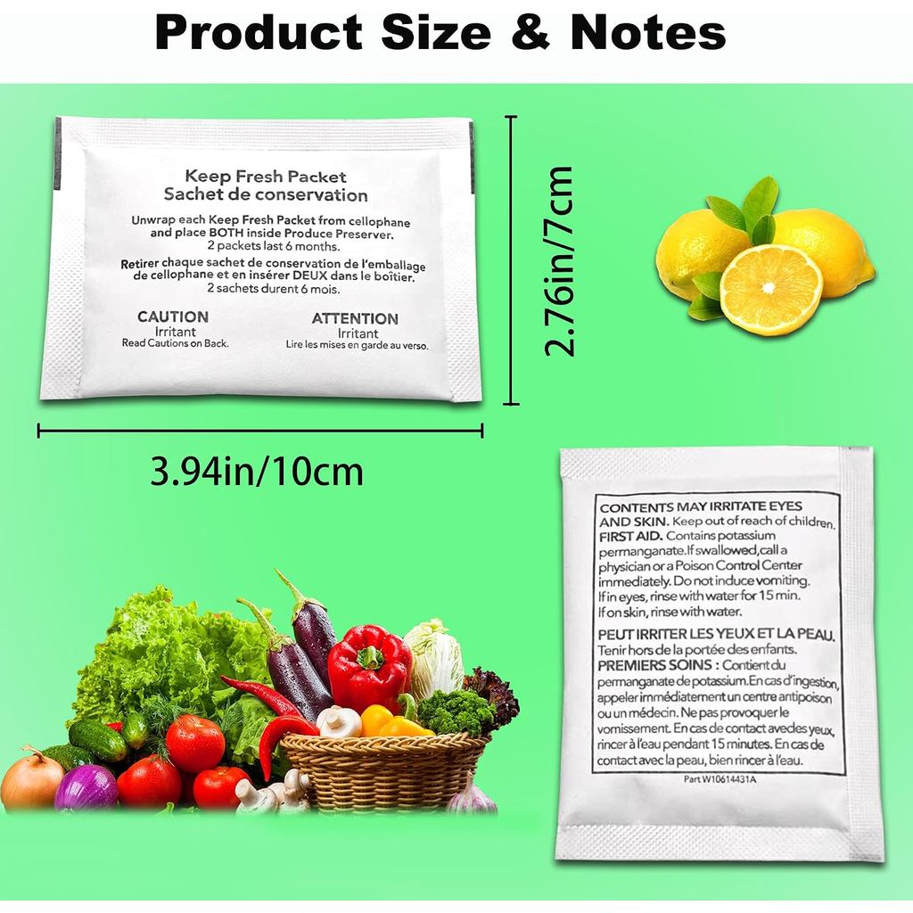 W10346771A Produce Preserer Filter (8) | สําหรับอ่างน้ําวน W11462816, P1KL6S1CS, P1FB6S1, 2117689, อ