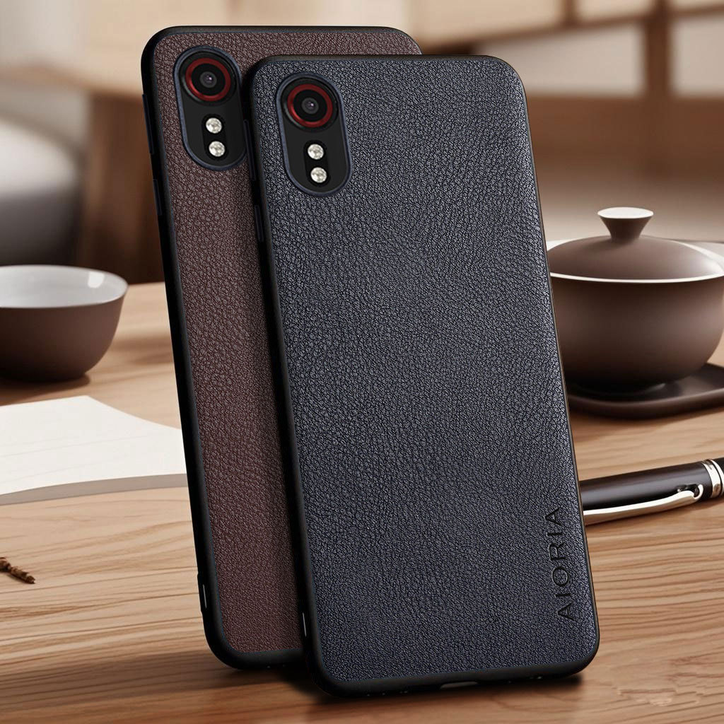 สําหรับ Samsung Galaxy Xcover 5 Xcover5 มังสวิรัติ Faux ลิ้นจี่ Pebbled ปกหนัง Funda สําหรับ Samsung