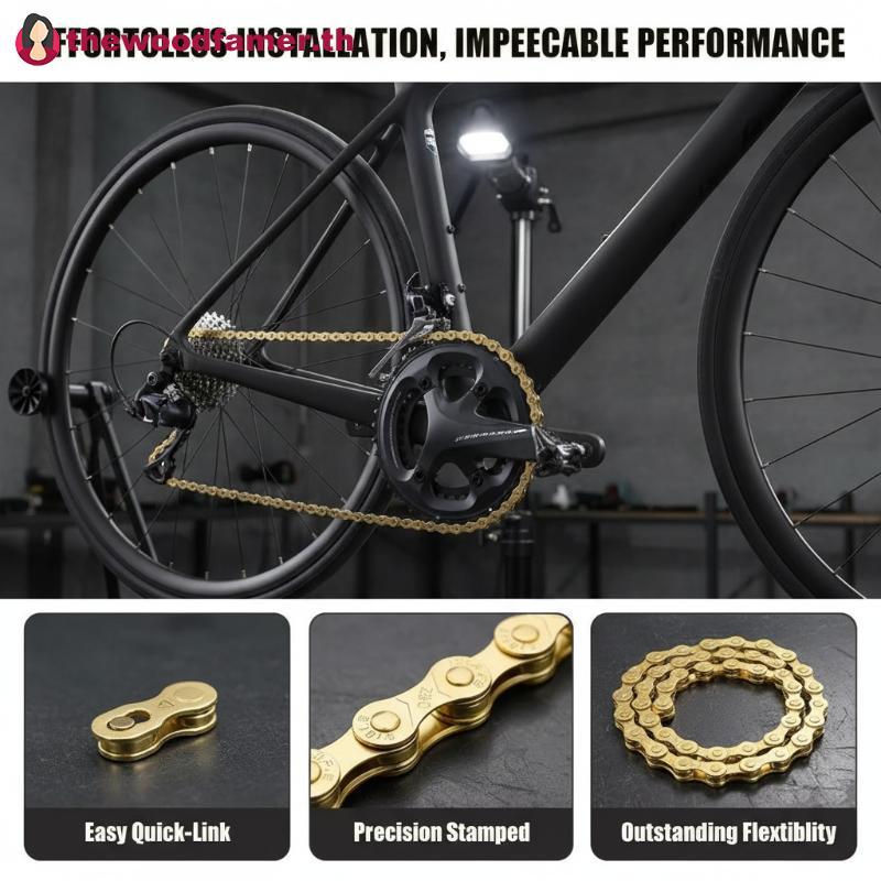 Well 6-7-8S-Z80 116L Gold Bike Chain จักรยานเสือภูเขาโซ่ทอง Qui Release Link TH
