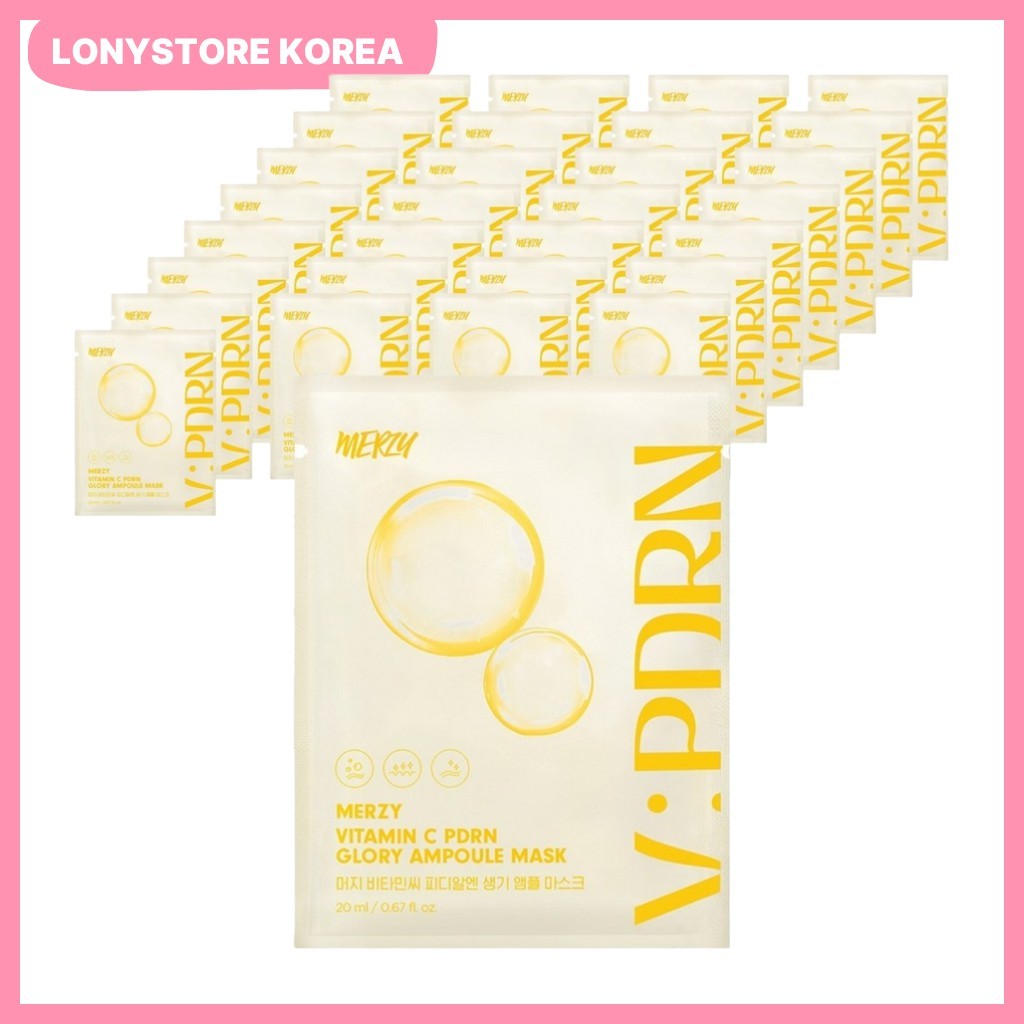 [merzy] Vitamin C PDRN Glory Ampoule Mask, 20ml, 30pack / Korean Ampoule Mask / Vitamin C Glow by LO