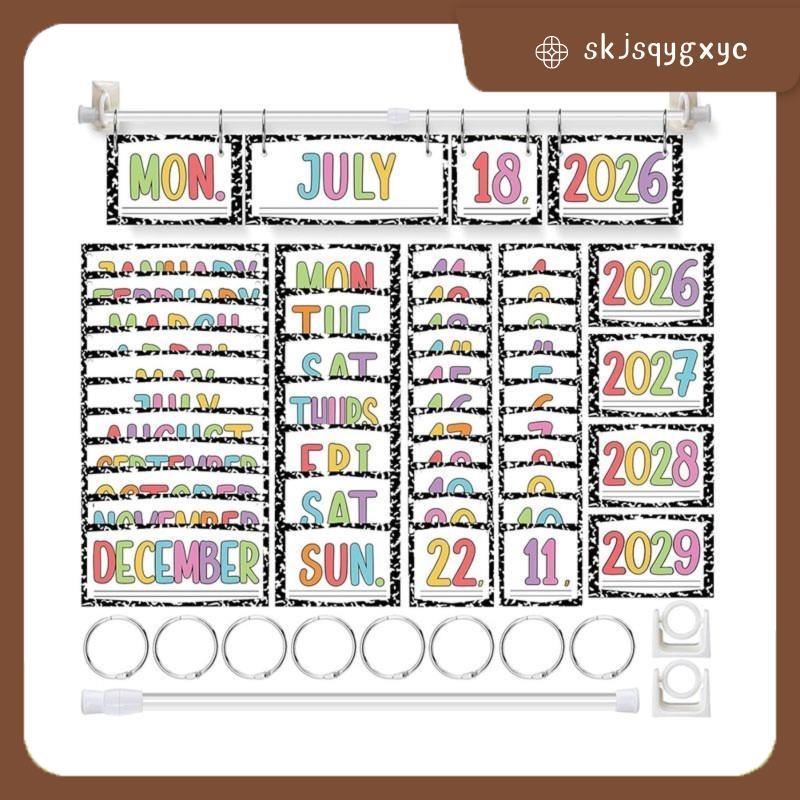 skjsqygxyc Composition Flip Calendar Bulletin Board Set Colourful Pastel Flip Calendar with Adjustab