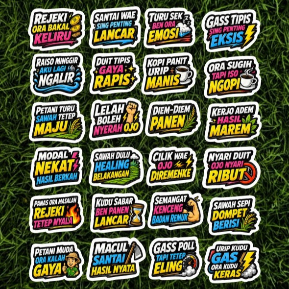 DS STICKER P0138 24 ชิ้นน่ารัก Javainese Words Viral กันน้ําทนทานไม่ง่ายที่จะจางหายสไตล์ฟรี