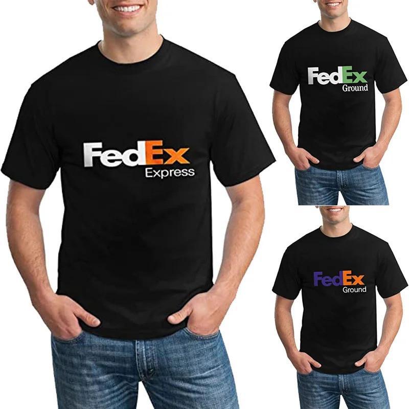 เสื้อยืดยูนิเซ็กซ์ FedEx เสื้อยืดฝ้ายแขนสั้นสบายๆ สำหรับผู้ชายและผู้หญิง