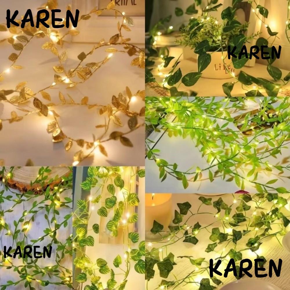 KARENGOODS Leaf Garland String Lights, Warm Light พลาสติกประดิษฐ์ Vine Fairy ไฟ, Golden Leaves แบตเต