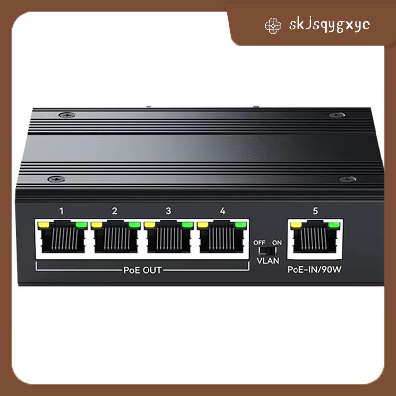 skjsqygxycNew อุตสาหกรรม 4 พอร์ต Gigabit POE Repeater 4 พอร์ต PoE Extender 1000Mbps อลูมิเนียม DIN R