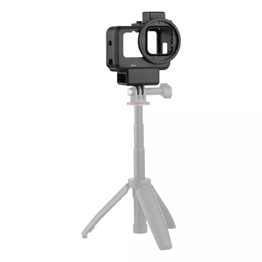 G9-4 กรงวิดีโอพลาสติกสำหรับ GoPro Hero 9 พร้อม Dual Cold Shoe และอะแดปเตอร์ 55 มม. thumbnail 5