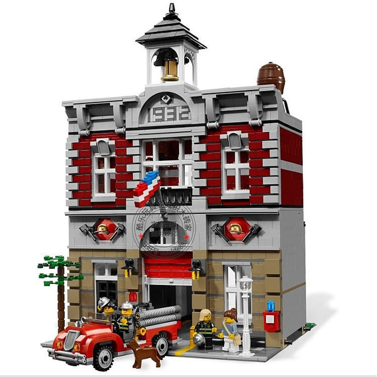เลโก้บล็อกตัวต่อ Street View Series Nostalgic Fire Station 10197 ขนาดใหญ่ผู้ใหญ่ของเล่น