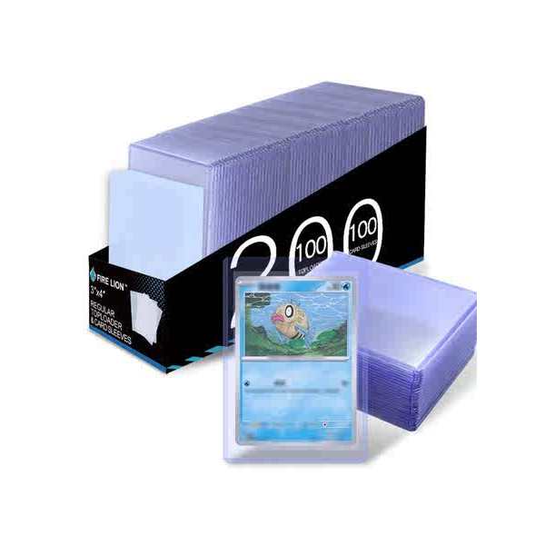 100 Card Holders + 100 แผ่น Blu-ray Card Film Sleeve Top-Mounted Protective Case Pokémon Game King