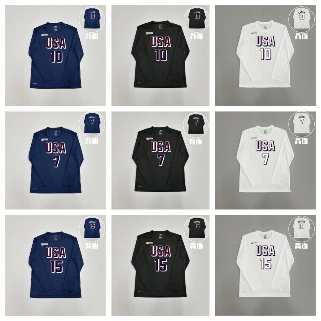 Paris Olympic Basketball Training Suit Quick-Drying Long-Sleeved T-Shirt American Dream Team Navy Bl
