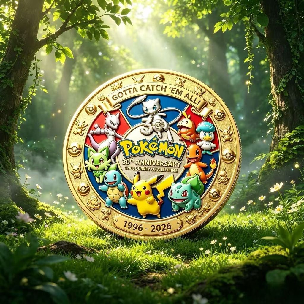 Pikachu 30th Anniversary Commemorative Coin Collection Crafts 1996-2026 Pokemon Commemorative Medal 