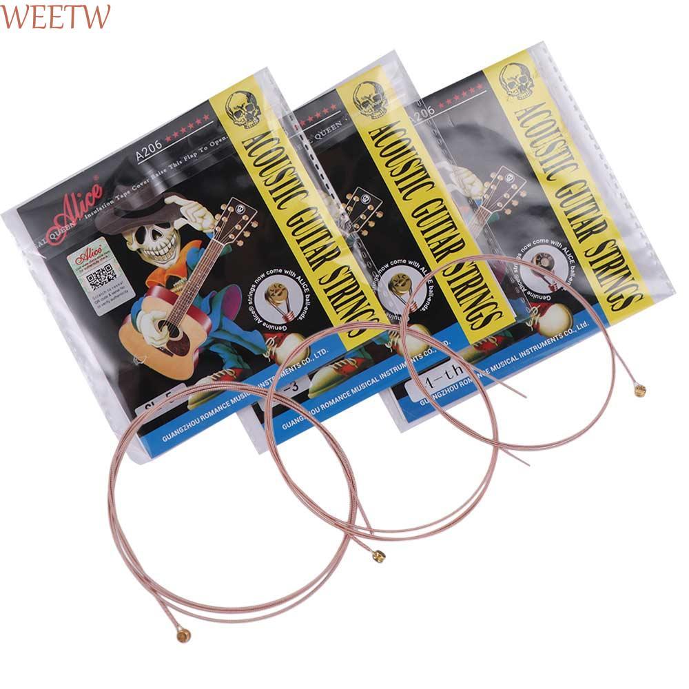 WEEKW Alice Guitar Strings, Steel 0.28 มม., Guitar Accessories Long Life Full Smooth 6 Strings Guita