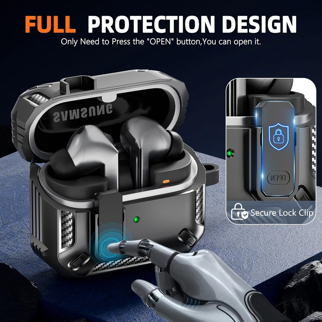 เคส Samsung Galaxy Buds3 FE/Buds3 Pro/Buds 3 คลิปล็อค ป้องกันหาย เคสแข็ง พร้อมที่คล้อง Galaxy Buds 3