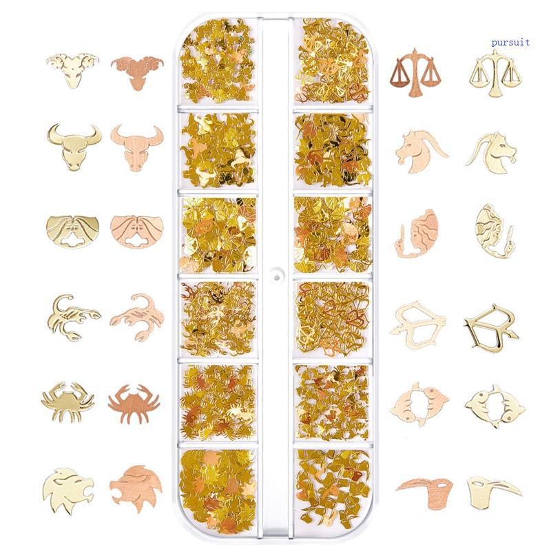 SUIT* สิบสอง Zodiac Theme Charm Zodiac Flatback 12 Star Signs Alloy Nails Art Charm