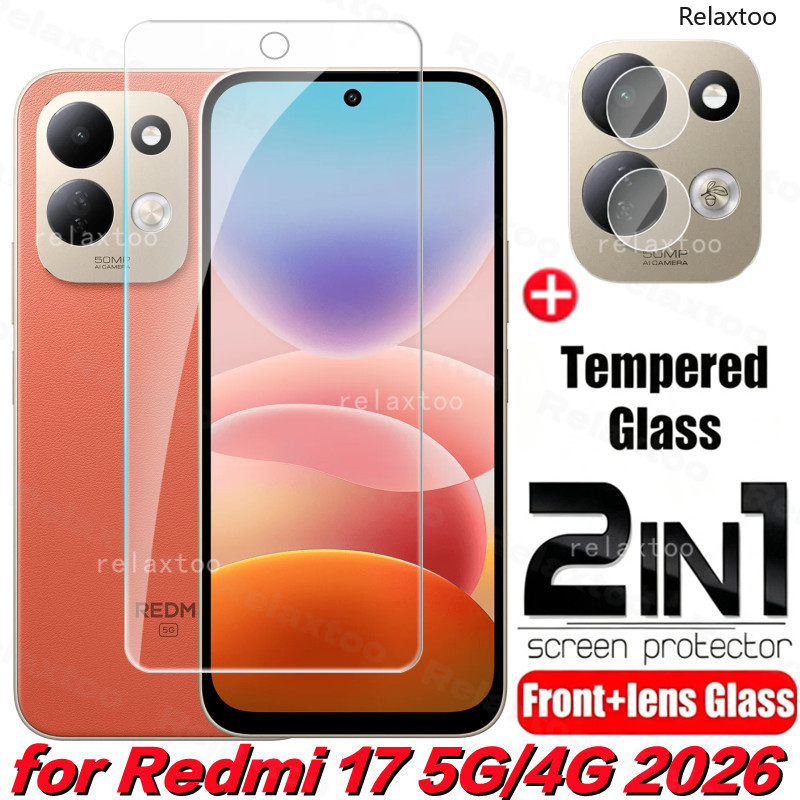 Redmi17 4G 5G 2026 2in1 3Dโค้งกระจกนิรภัยสําหรับXiaomi Redmi 17 C 17C Redmi17C 17Redmi 5G 4Gด้านหลังกล้องเลนส์ป้องกันหน้าจอกระจกป้องกันฟิล์ม