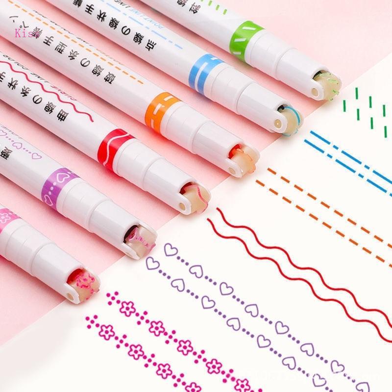 Kiss 6 ชิ้นสีโค้งปากกา Roller ปากกาจุดสําหรับการ์ดทําวาด Scrapbooking Canaldar Planner Journal D