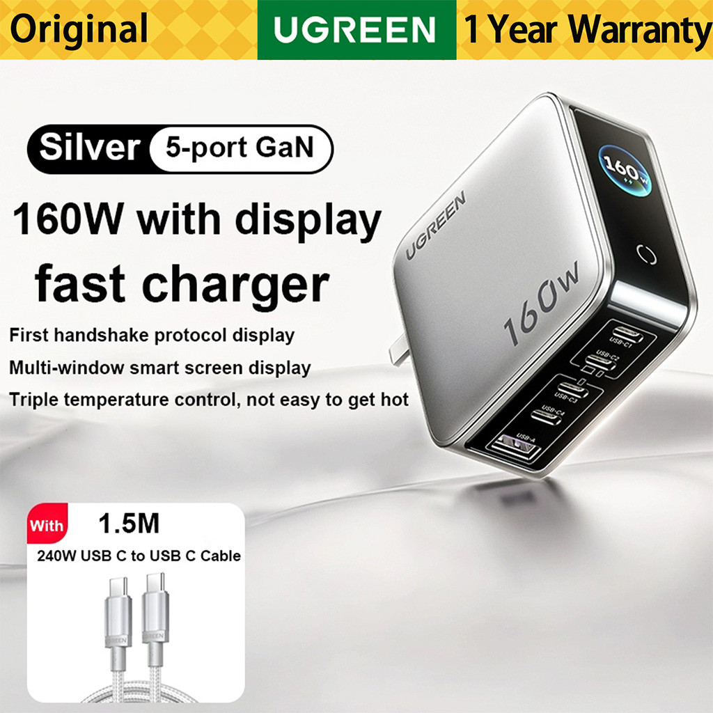UGREEN เครื่องชาร์จ GaN 160W/100W พร้อมจอแสดงผลอัจฉริยะ