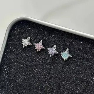 ต่างหูรูปดาวประดับเพชรเทียมสไตล์เกาหลี สีหลากหลาย เหมาะสำหรับนักเรียนผู้หญิง ใช้เป็นของขวัญ