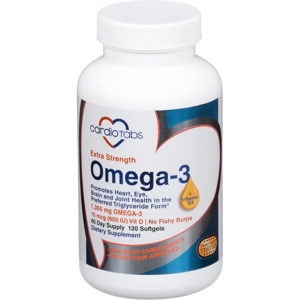 Omega-3 Extra Strength + วิตามิน D3, Triglyceride Form, 1300 mg Omega-3, 600 DHA / 600 EPA, พร้อม 60