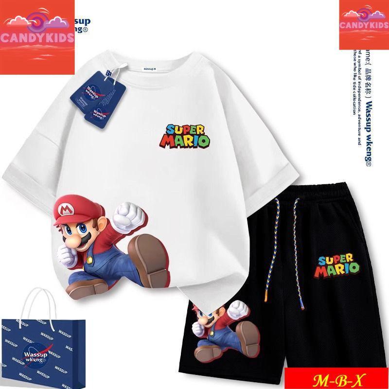 New!!![จัดส่งภายใน 12 ชั่วโมง]COD**ชุดผ้าฝ้ายเด็ก ชุดมาริโอ เสื้อผ้าเด็กชาย ชุดกีฬาแขนสั้นใหม่ปี