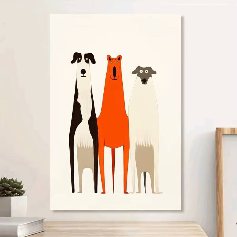 Abstract Dog Silhouette Canvas Art Print - Unframed Minimalist Wall Decor for Living Room, Bedroom, 