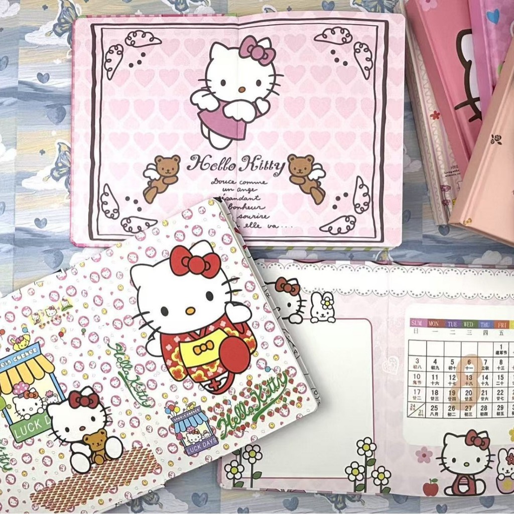 ใหม่น่ารักหวาน A5 ไดอารี่ห้องเรียนนักเรียนโน๊ตบุ๊ค Hello Kitty ธุรกิจระบายสีหน้าคู่มือ DM7B