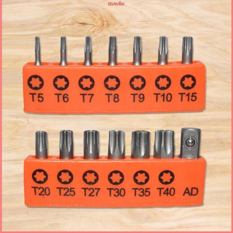 MAVLO 14 ชิ้นไขควงไฟฟ้าบิตชุดรวมกัน T5-T40 ไขควงดอกพลัม