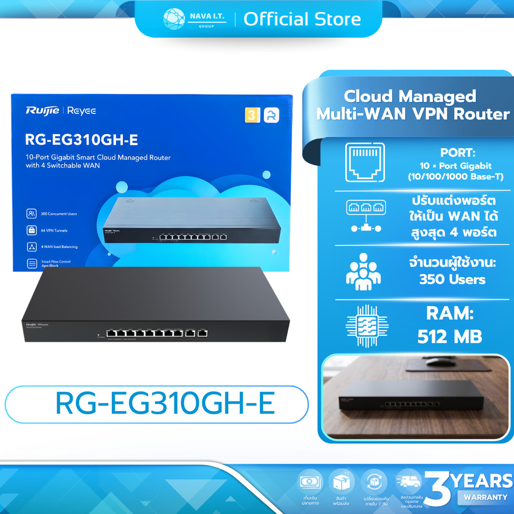 Ruijie Reyee RG-EG310GH-E 10-Port High Performance Cloud Managed PoE  รับประกันศูนย์ไทย 3 ปี