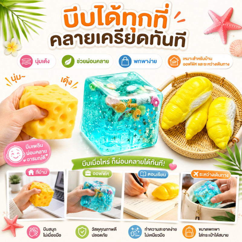 【🧀COD】ของเล่นคลายเครียดรูปชีสนุ่มหนึบ ช่วยคลายความเครียดและความวิตกกังวลได้อย่างมีประสิทธิภาพ สัมผัสดีเยี่ยม