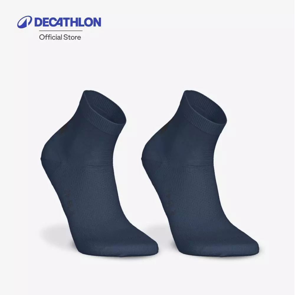 Decathlon Pack Of 2 Pairs Fine Crew Running Socks ถุงเท้าวิ่งหุ้มข้อเนื้อผ้าละเอียด รุ่น Run500 1 แพ็ค 2 คู่ - Navy/Blue