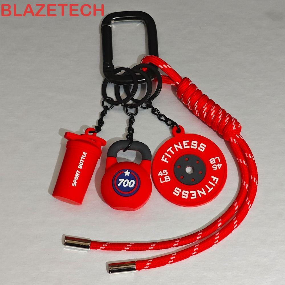 BLAZETECH Barbell แผ่นพวงกุญแจ, หัวเข็มขัดสี่เหลี่ยม Kettlebells จําลองดัมเบลพวงกุญแจ, กระเป๋าอินเทรนด์ Charm ถ้วยน้ํา Creative Fitness Series จี้ของขวัญ