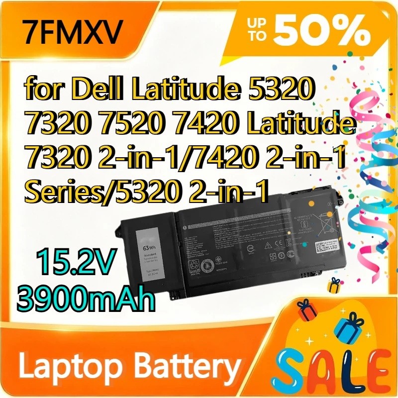 7FMXV 9JM71 15.2/11.4V 3941/3500mAh 63/42Wh Li-ion เปลี่ยนแบตเตอรี่แล็ปท็อปสําหรับ D ELL Latitude 53