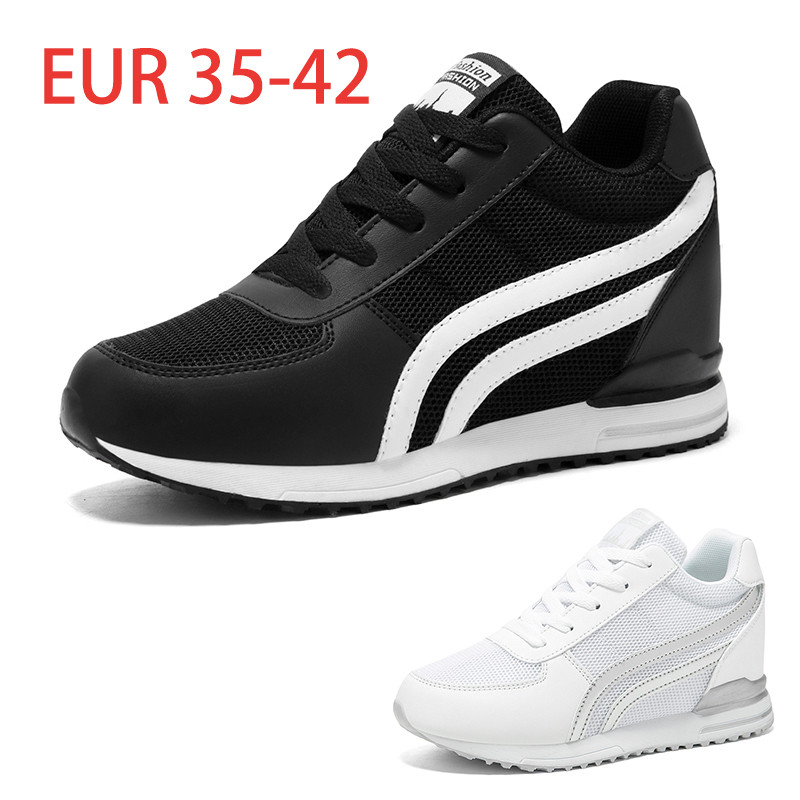 Big Size 35-42 Women Hidden Wedge Sneakers 7CM Height Increasing Running Shoes