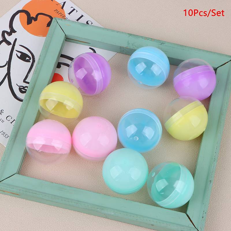 SHINE 10 ชิ้น 45 มิลลิเมตรพลาสติก PP ของเล่นแคปซูลครึ่งโปร่งใสสีสันรอบ Surprise Ball เปิดง่าย Lo สวน