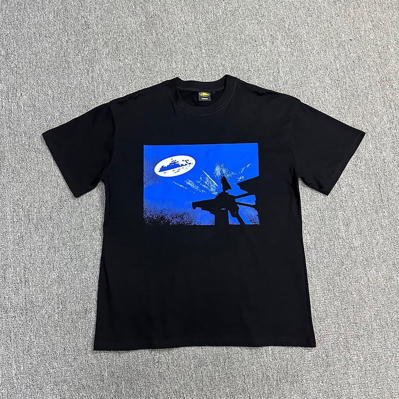 VLONE FOG VLONE FOG Corteiz ฤดูร้อนผู้ชายเสื้อยืดแขนสั้นผ้าฝ้ายรอบคอ Dark American High Street tee