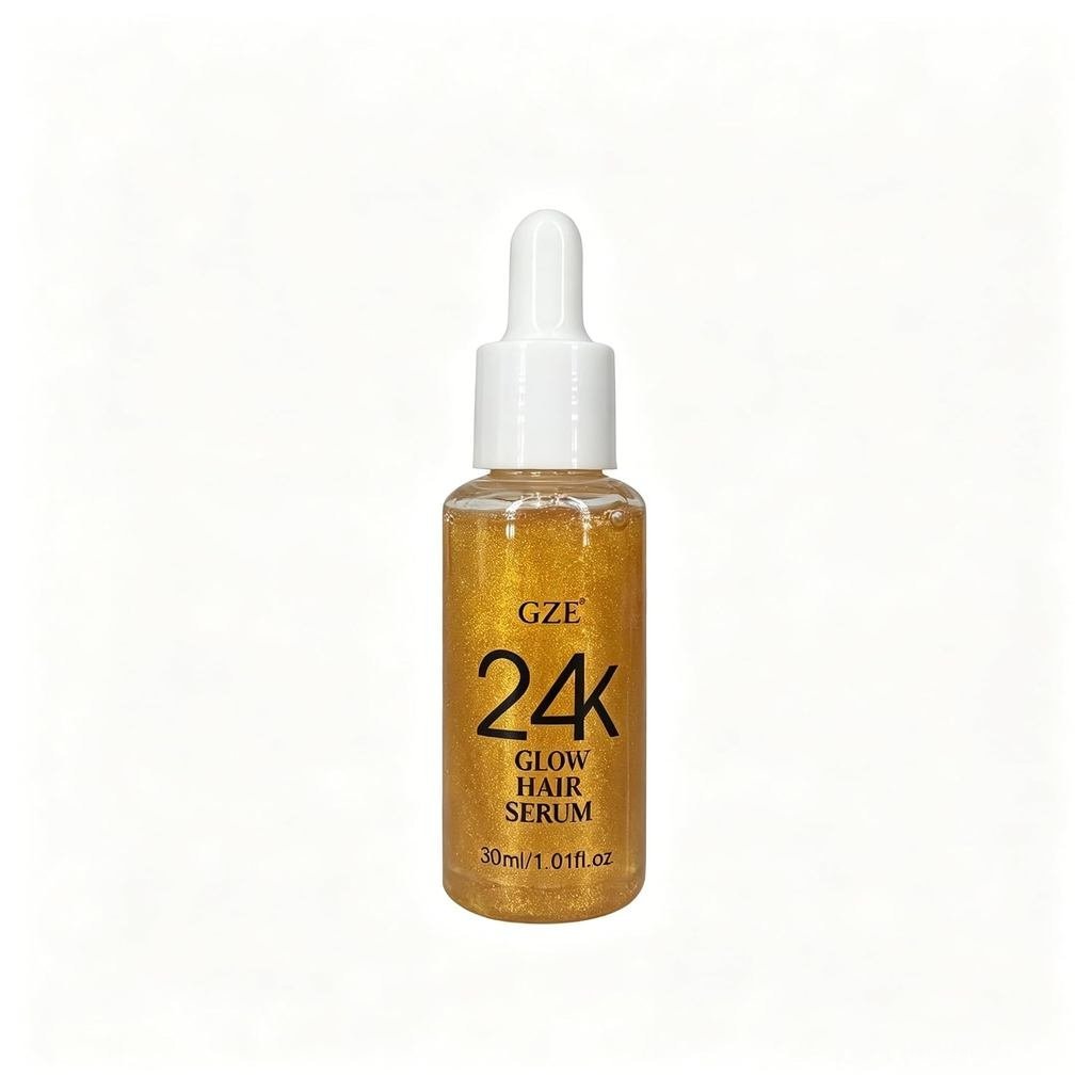GZE 24K Gold Glow Hair Serum – Instant Shine & Smoothing Treatment สําหรับผมชี้ฟู หมองคล้ํา – เพิ่ม 