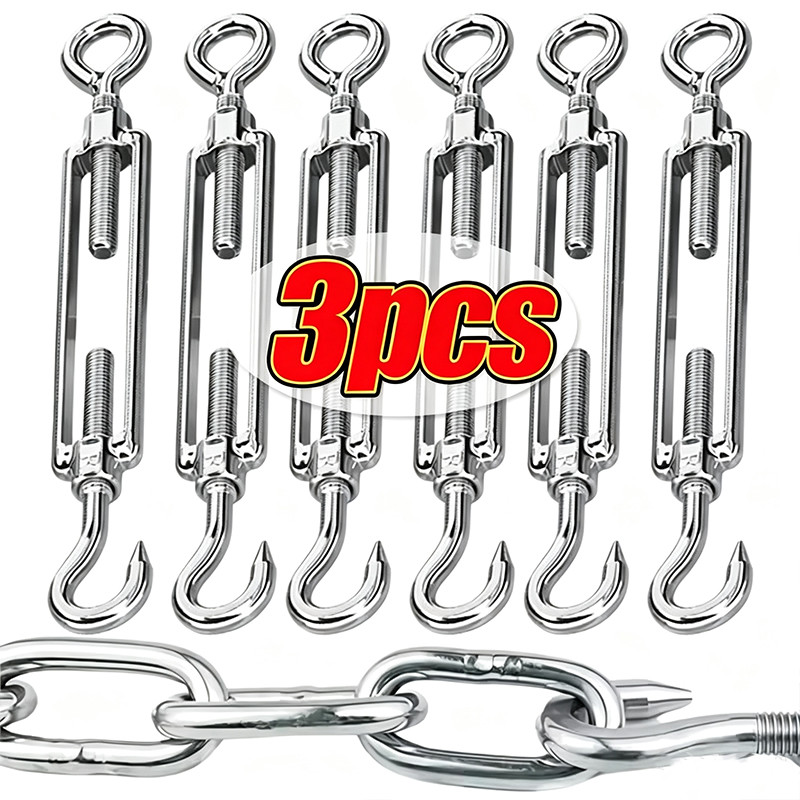 1/3 ชิ้น Turnbuckles Hook สแตนเลส Heavy Duty M4 M5 M6 Hook และ Eye Turnbuckle สําหรับสายเคเบิลเชือกล