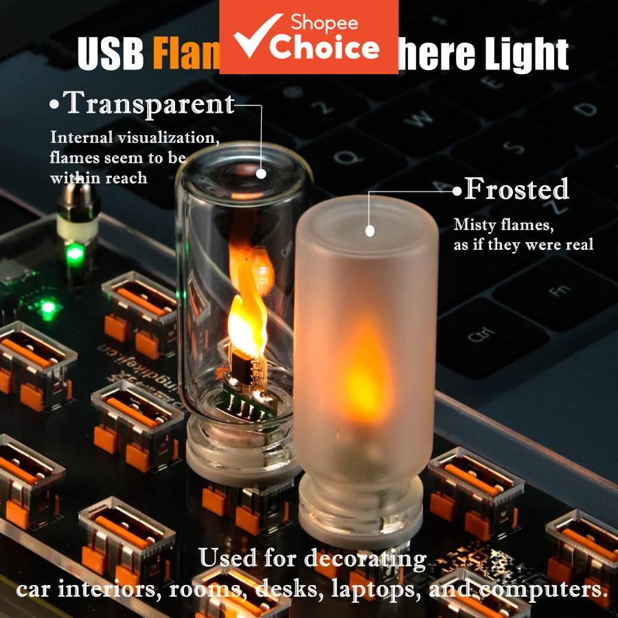 เทียนไฟกระพริบ LED USB แสงเปลวไฟ 5V แสงกลางคืน ฝ้าแก้วใส ตกแต่ง ควบคุมด้วยการสัมผัส สร้างบรรยากาศ สําหรับรถยนต์ บ้าน โคมไฟ